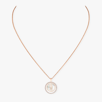 [OAKJURI Jewelry]LUCKY MOVE 1 DIAMOND WHITE MOTHER OF PEARL PINK GOLD DIAMOND NECKLACE