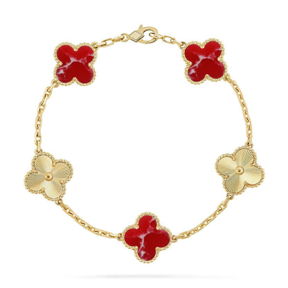 [OAKJURI Jewelry]CLOVER 5 MOTIF RED PATTERN BRACELET COLLECTION