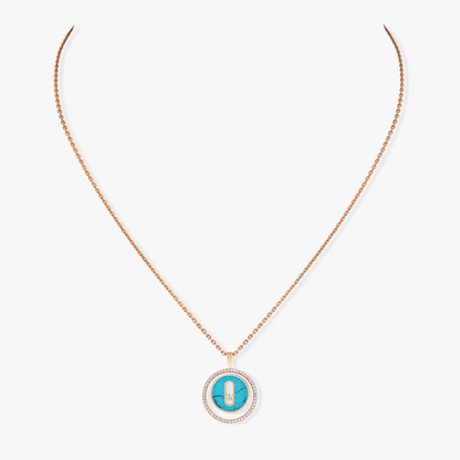 [OAKJURI Jewelry]LUCKY MOVE 1 DIAMOND TURQUOISE PINK GOLD DIAMOND NECKLACE