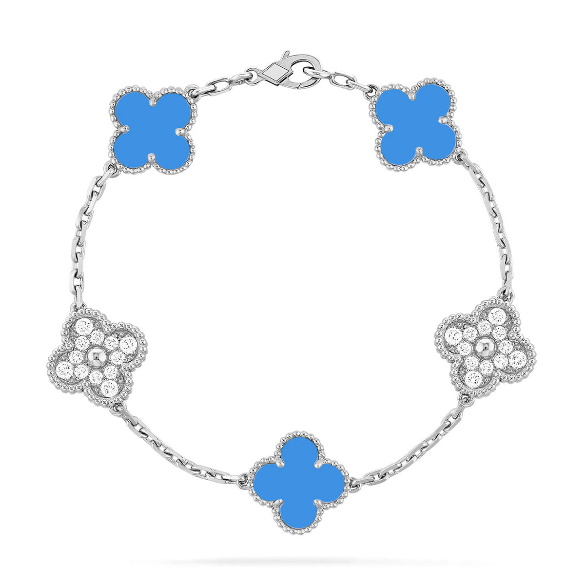 [OAKJURI Jewelry] CLOVER 5 MOTIF BLUE AGATE BRACELET COLLECTION