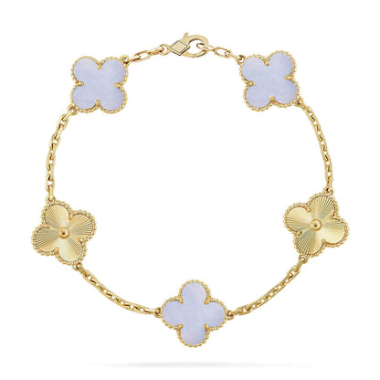 [OAKJURI Jewelry] CLOVER 5 MOTIF PURPLE CHALCEDONY BRACELET COLLECTION