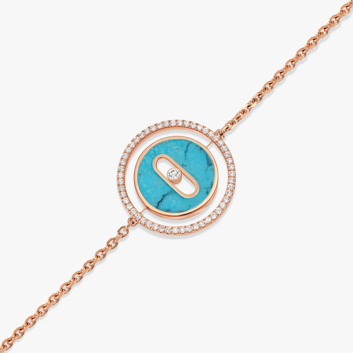 [OAKJURI Jewelry]LUCKY MOVE TURQUOISE PINK GOLD DIAMOND BRACELET