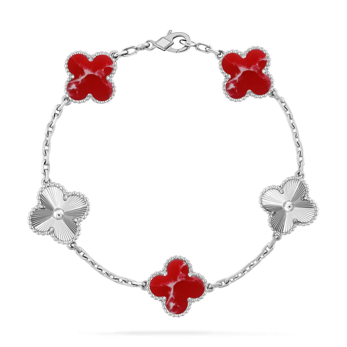 [OAKJURI Jewelry]CLOVER 5 MOTIF RED PATTERN BRACELET COLLECTION