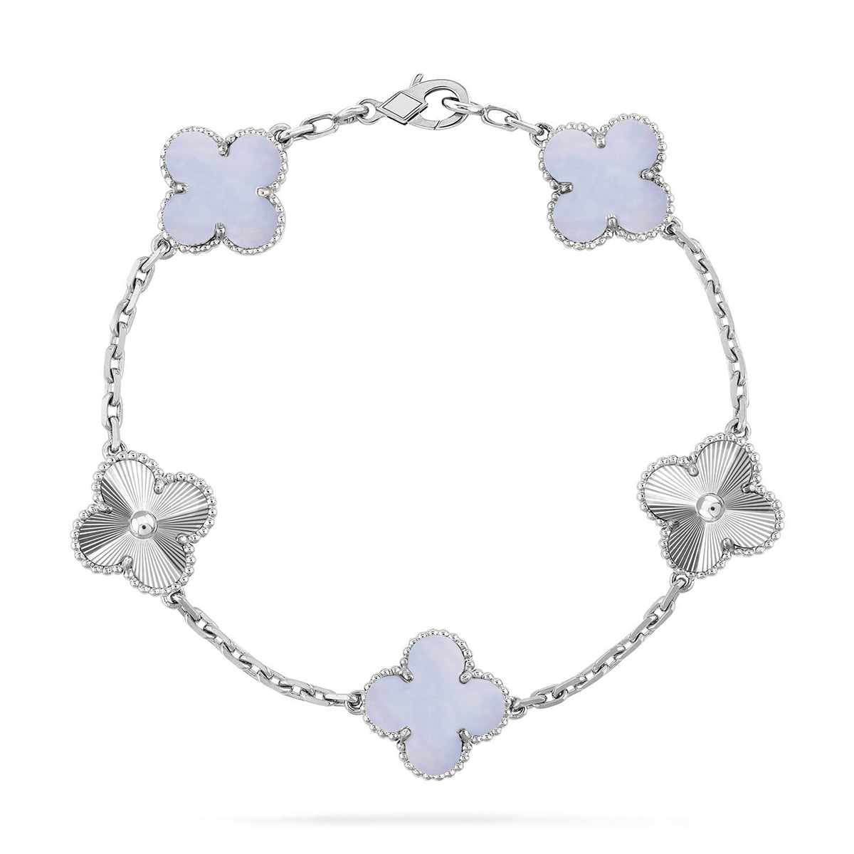[OAKJURI Jewelry] CLOVER 5 MOTIF PURPLE CHALCEDONY BRACELET COLLECTION