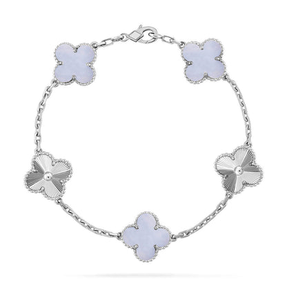 [OAKJURI Jewelry] CLOVER 5 MOTIF PURPLE CHALCEDONY BRACELET COLLECTION
