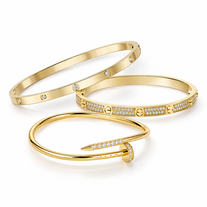 [OAKJURI Jewelry] JUSTE Diamond & LOVE Diamond Bracelet Stack Set