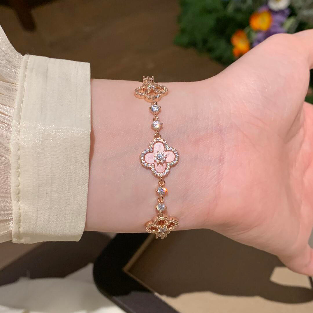 [OAKJURI Jewelry]CLOVER 5 MOTIF PINK BLUE RED WHITE BRACELET