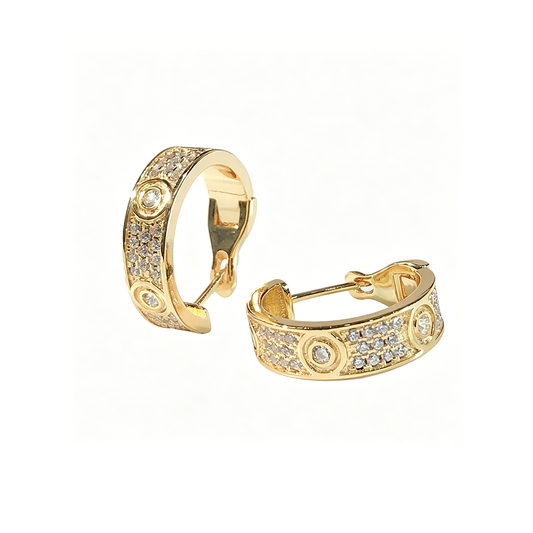 [OAKJURI Jewelry] LOVE 5.5MM DIAMOND PAVED EARRINGS
