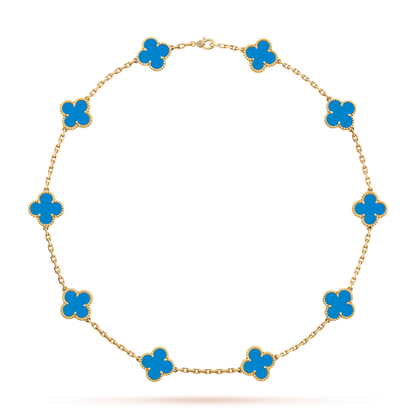 [OAKJURI Jewelry]CLOVER 10 MOTIFS BLUE AGATE NECKLACE