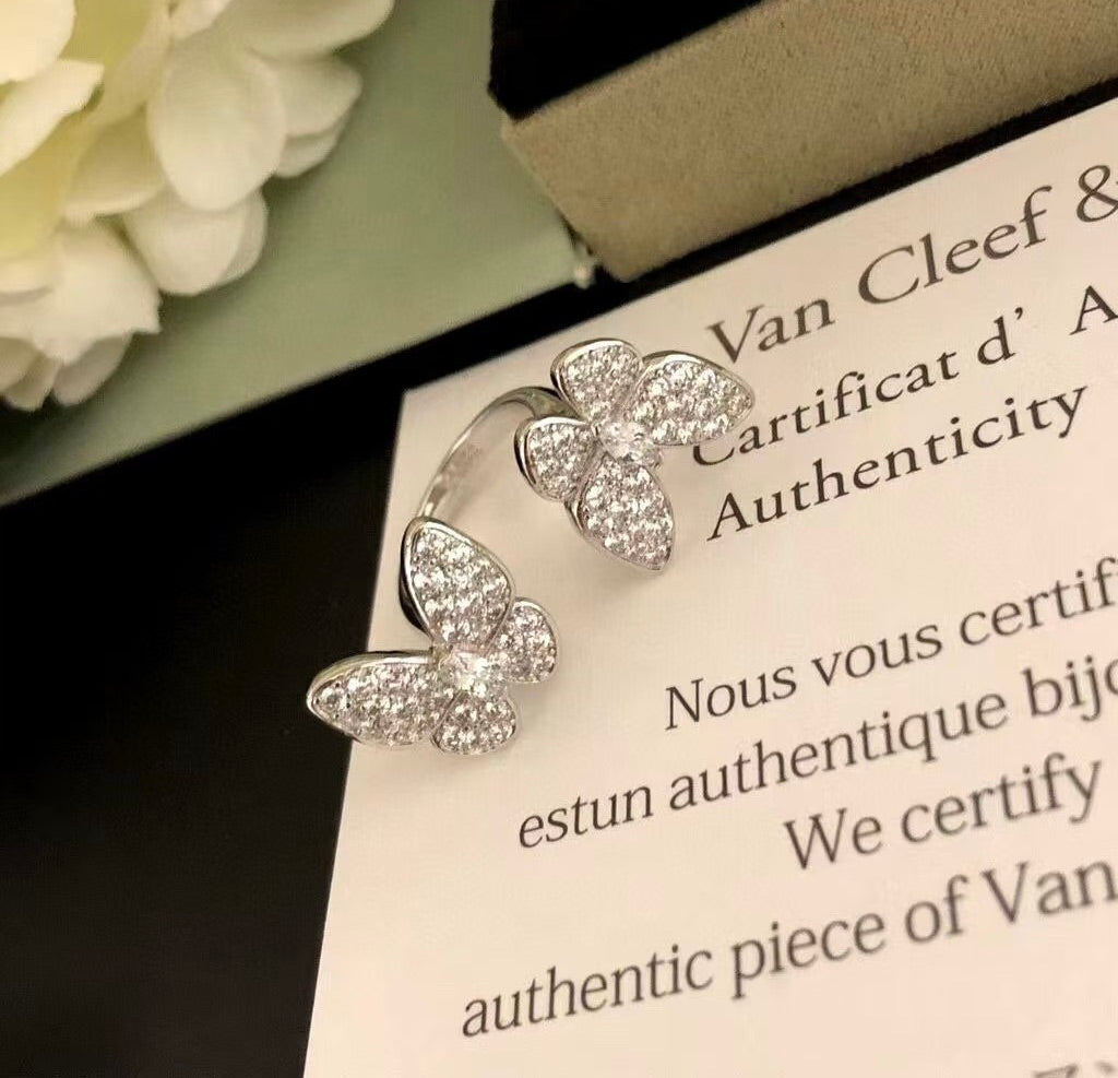 [OAKJURI Jewelry]TWIN SILVER BUTTERFLY DIAMOND RING