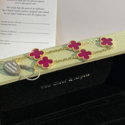 [OAKJURI Jewelry]NEW CLOVER 5 MOTIFS PINK ENAMEL BRACELET