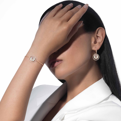 [OAKJURI Jewelry]LUCKY MOVE WHITE MOTHER OF PEARL PINK GOLD DIAMOND BRACELET