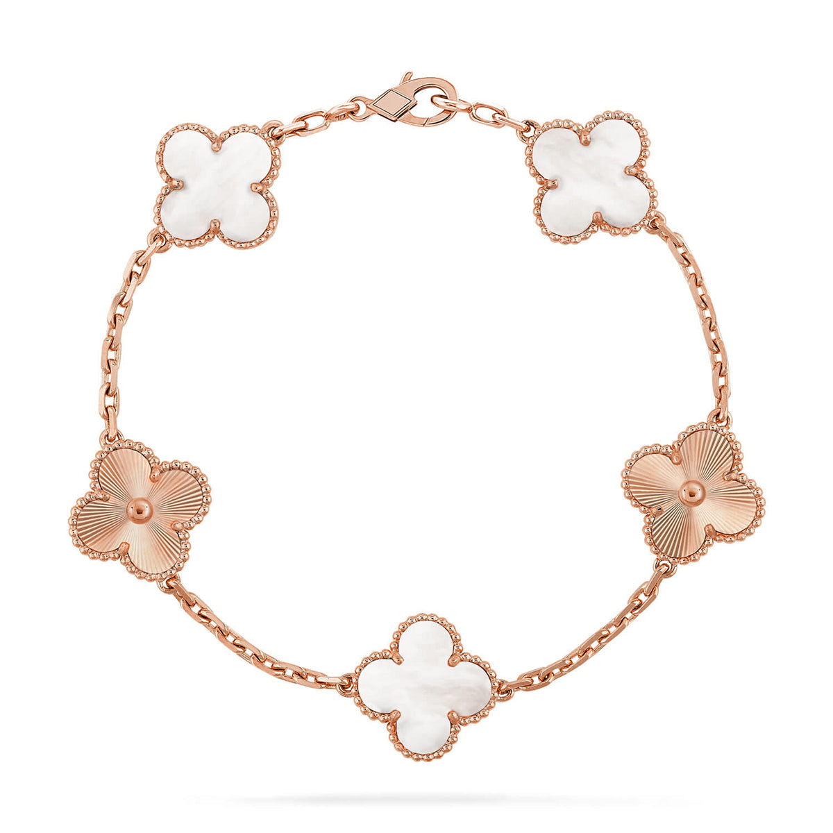 [OAKJURI Jewelry]CLOVER WHITE PEARL MOP 5 MOTIF BRACELET COLLECTION