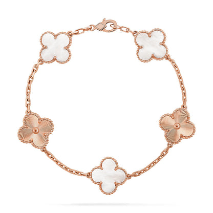 [OAKJURI Jewelry]CLOVER WHITE PEARL MOP 5 MOTIF BRACELET COLLECTION