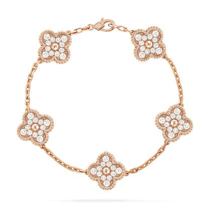 [OAKJURI Jewelry] CLOVER 5 MOTIF FULL DIAMOND BRACELET COLLECTION