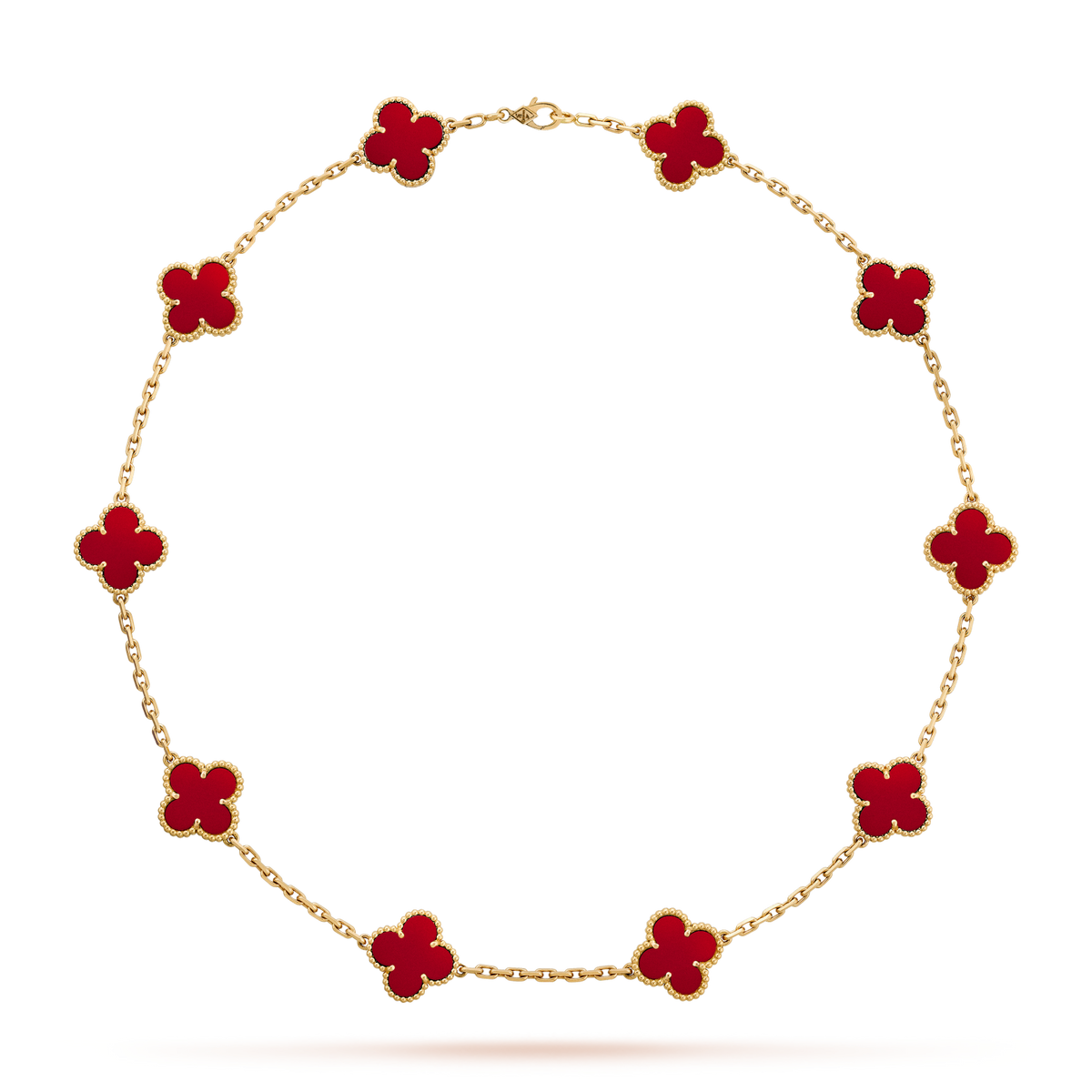 [OAKJURI Jewelry]CLOVER 10 MOTIFS CARNELIAN NECKLACE