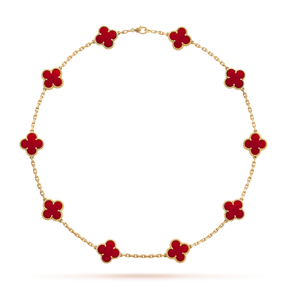 [OAKJURI Jewelry]CLOVER 10 MOTIFS CARNELIAN NECKLACE