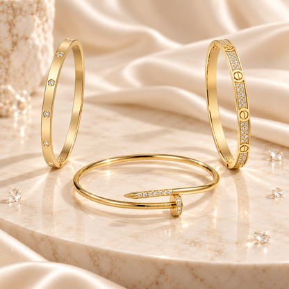 [OAKJURI Jewelry] JUSTE Diamond & LOVE Diamond Bracelet Stack Set