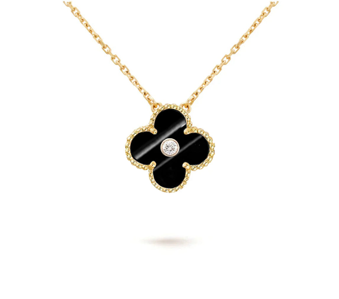 [OAKJURI Jewelry]CLOVER 15MM DIAMOND SINGLE FLOWER NECKLACE COLLECTION