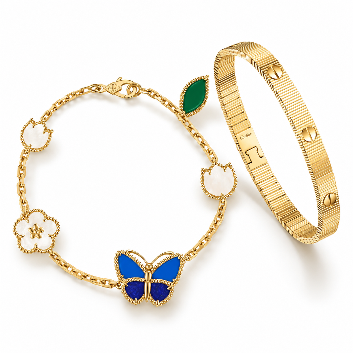 [OAKJURI Jewelry] Lucky Spring Butterfly 5-Motif & LOVE Unlimited Bracelet Stack Set