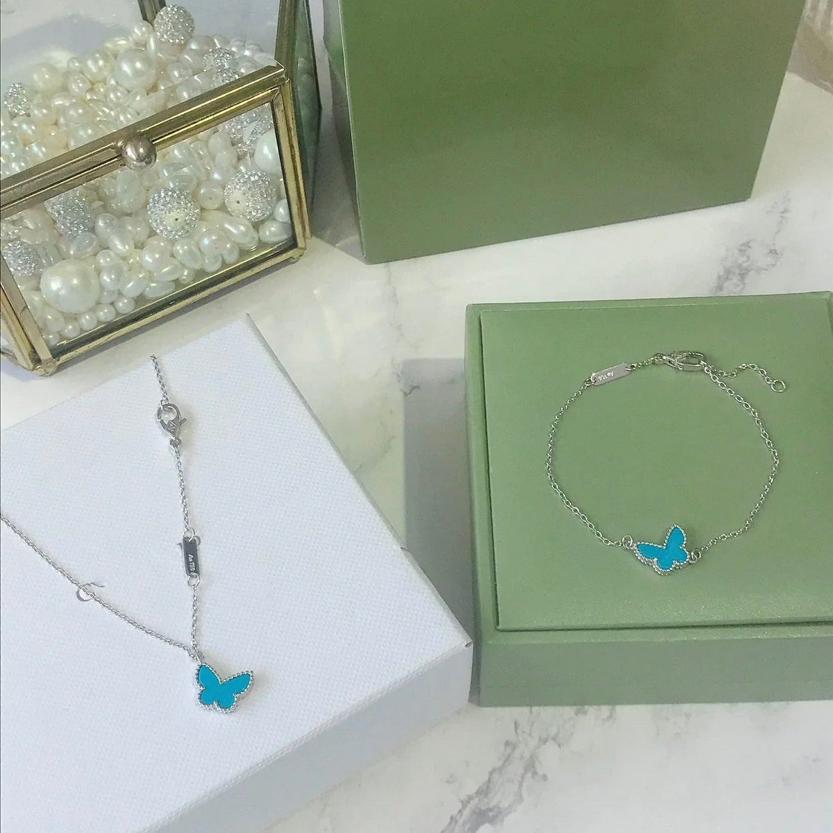 [OAKJURI Jewelry]BUTTERFLY TURQUOISE BUTTERFLY BRACELET SILVER