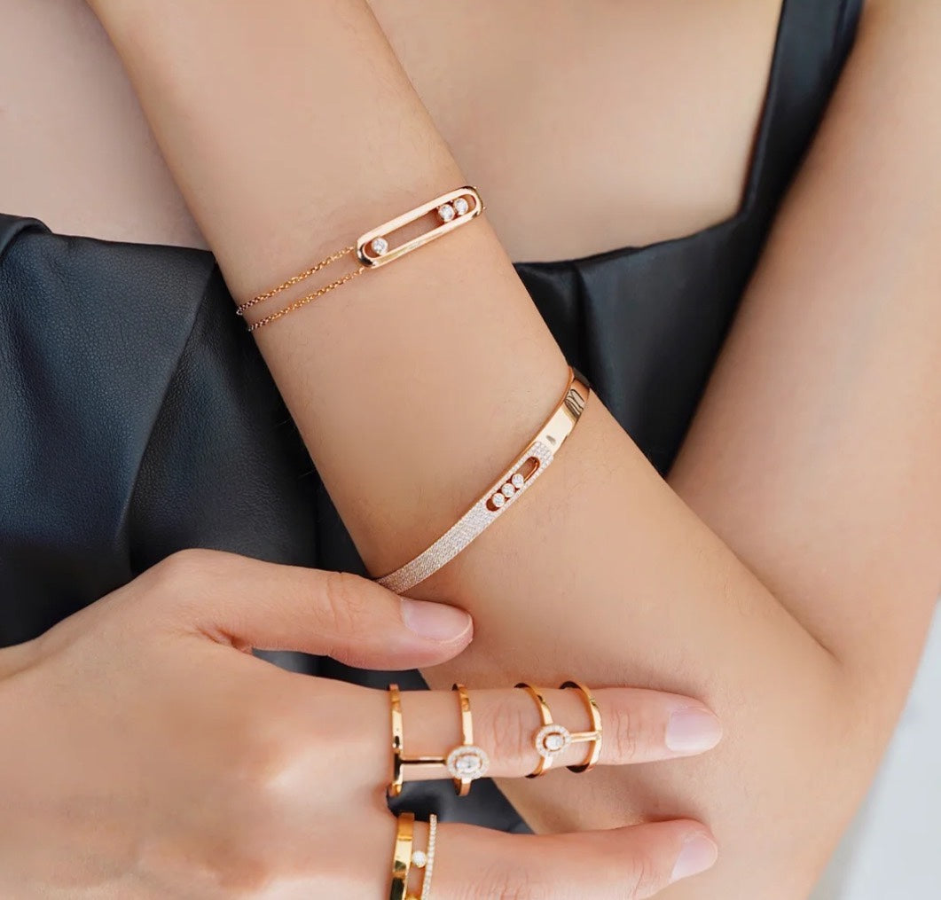 [OAKJURI Jewelry]Move Noa Rose Gold Pavé Diamond Bangle Bracelet