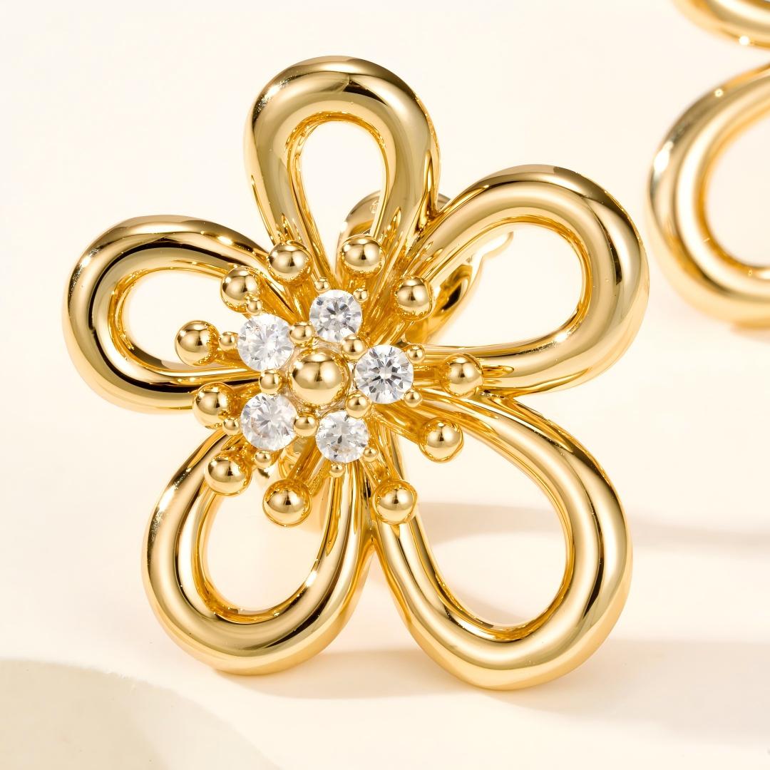 [OAKJURI Jewelry] FLOWERLACE EARRING 5 DIAMONDS