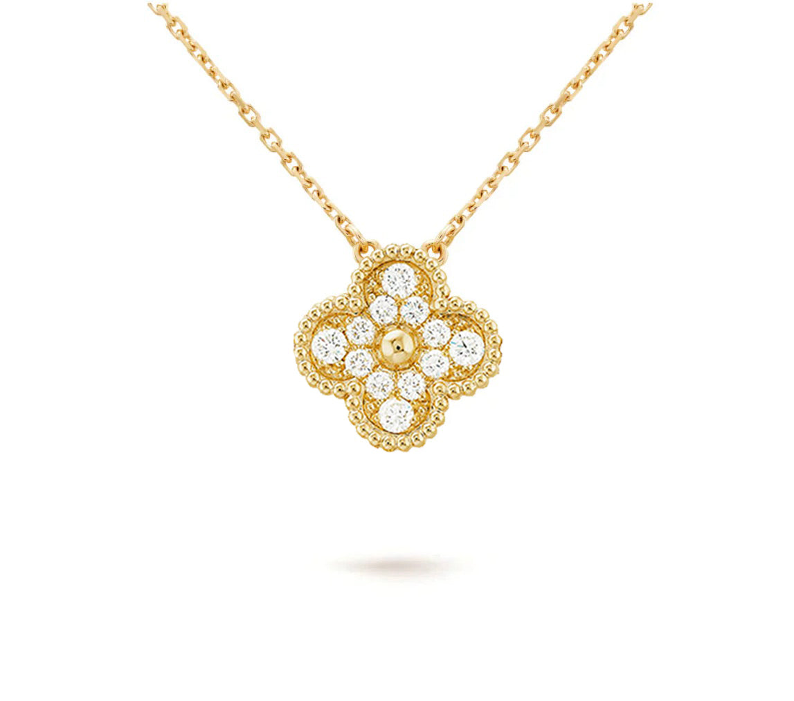 [OAKJURI Jewelry]CLOVER 15MM DIAMOND SINGLE FLOWER NECKLACE COLLECTION