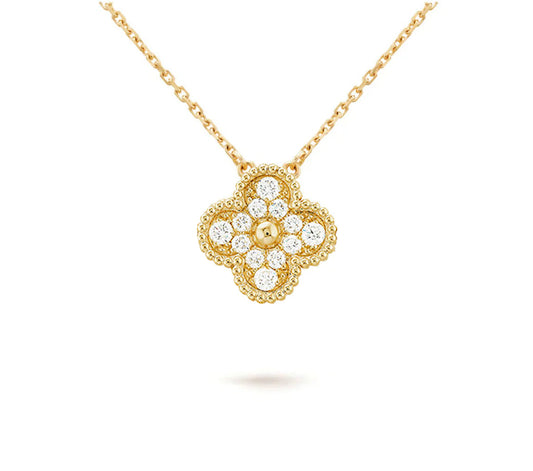 [OAKJURI Jewelry]CLOVER 15MM DIAMOND SINGLE FLOWER NECKLACE COLLECTION