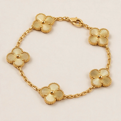 [OAKJURI Jewelry] Clover & Love & Juste 3-Piece Gold Bracelet Stack Set
