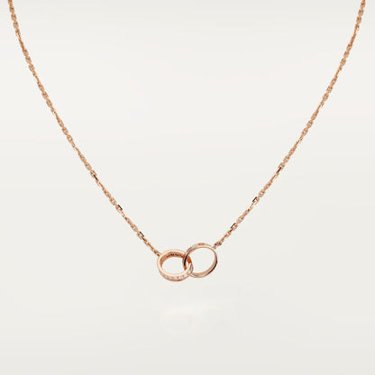[OAKJURI Jewelry] LOVE DOUBLE RING HALF DIAMOND NECKLACE