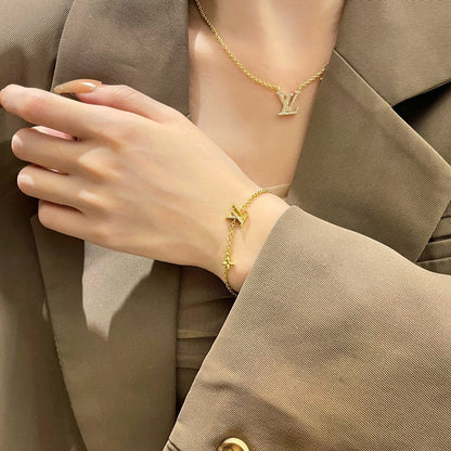 [OAKJURI Jewelry]LOGO STAR MOTIF GOLD BRACELET
