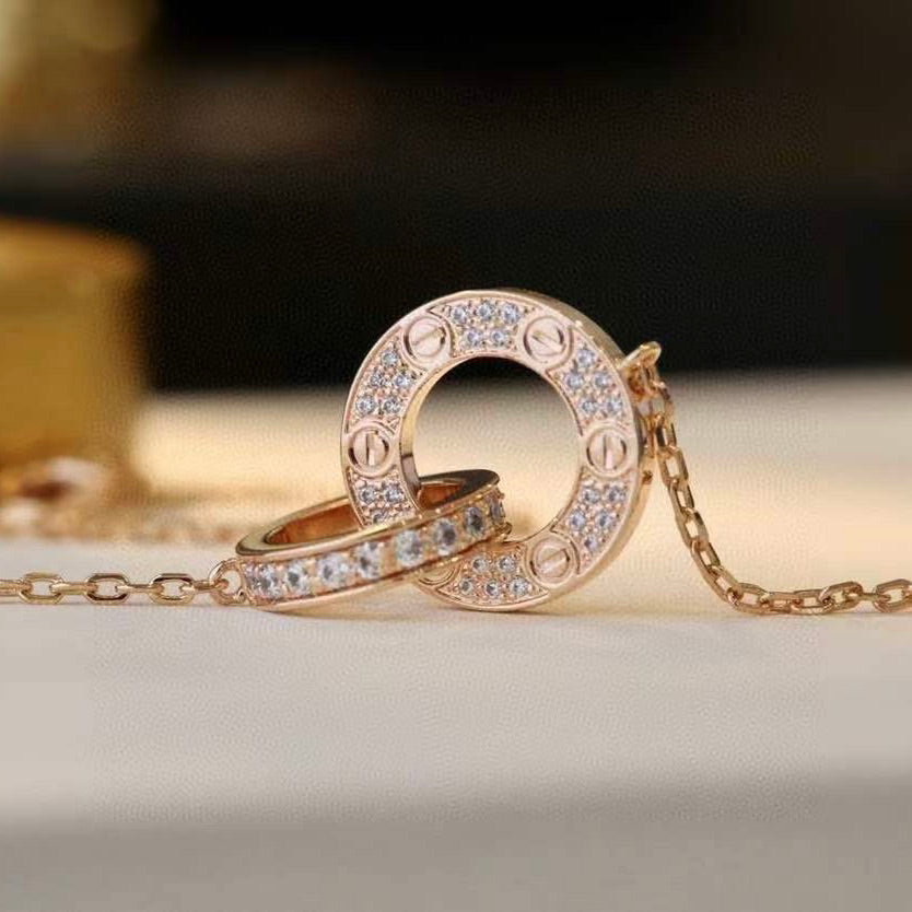 [OAKJURI Jewelry] LOVE  FULL DIAMOND PENDANT NECKLACE