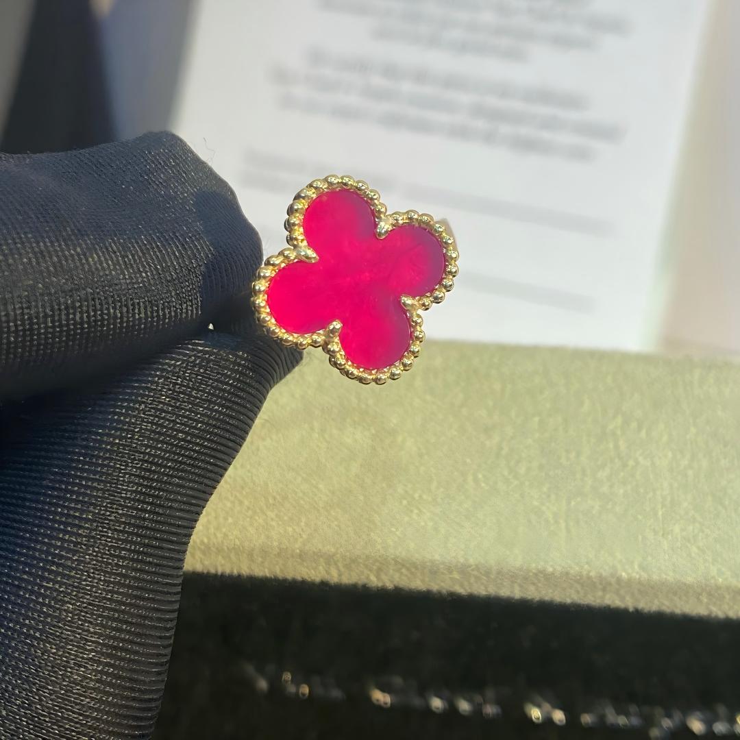 [OAKJURI Jewelry]NEW CLOVER PINK ENAMEL RINGS