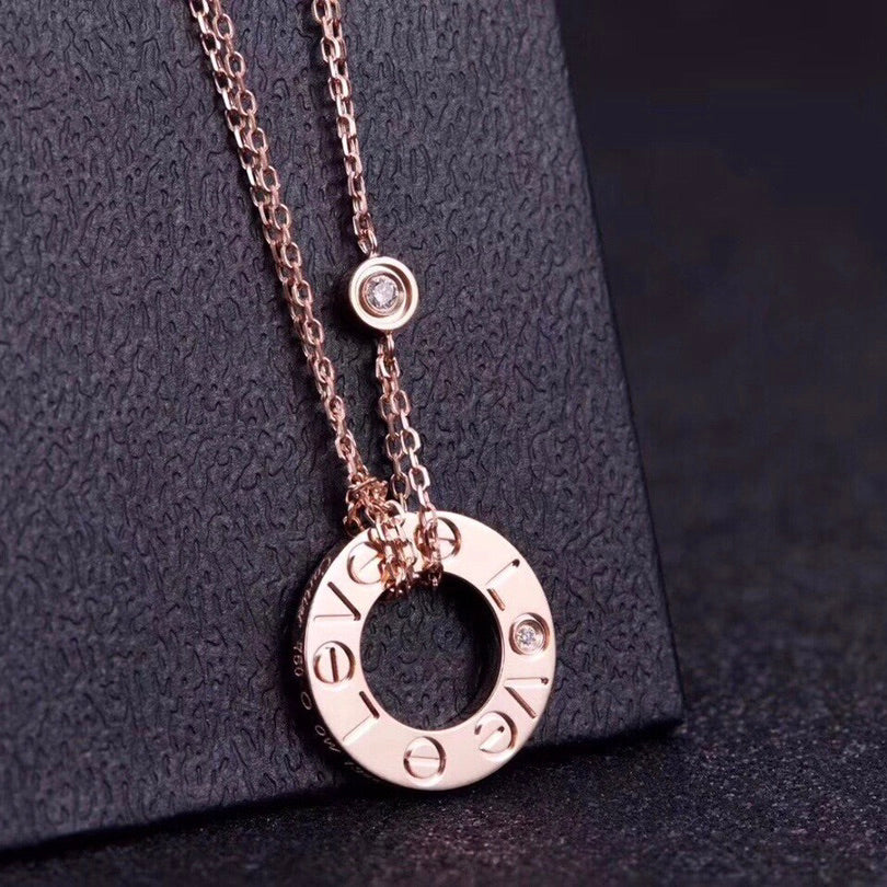 [OAKJURI Jewelry] LOVE NECKLACE 16MM 2 DIAMONDS