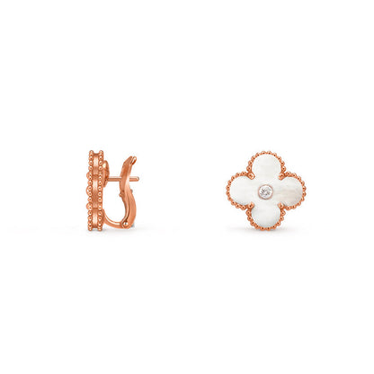 [OAKJURI Jewelry]CLOVER 15MM MOP DIAMOND EARRINGS COLLECTION