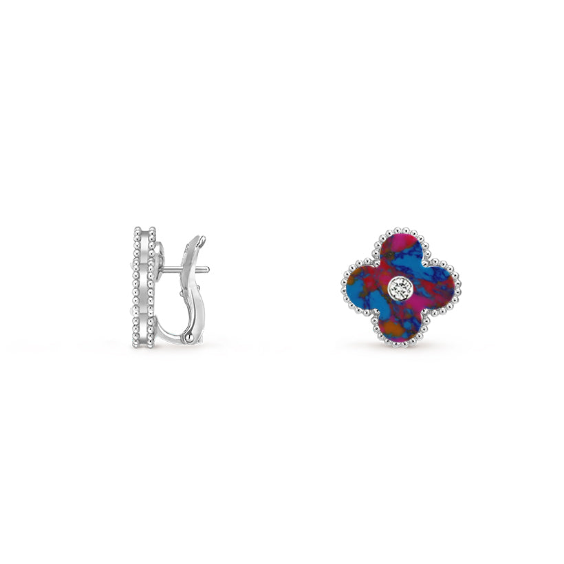 [OAKJURI Jewelry]CLOVER SILVER 15MM MOP DIAMOND EARRINGS COLLECTION