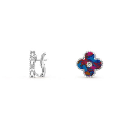 [OAKJURI Jewelry]CLOVER SILVER 15MM MOP DIAMOND EARRINGS COLLECTION
