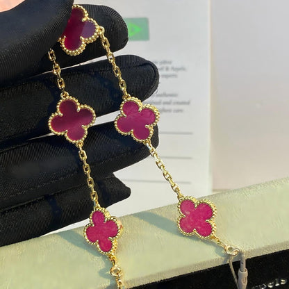 [OAKJURI Jewelry]NEW CLOVER 5 MOTIFS PINK ENAMEL BRACELET