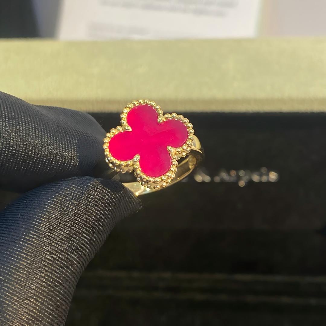 [OAKJURI Jewelry]NEW CLOVER PINK ENAMEL RINGS