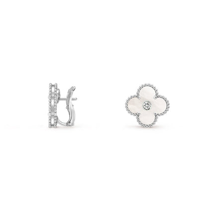 [OAKJURI Jewelry]CLOVER SILVER 15MM MOP DIAMOND EARRINGS COLLECTION