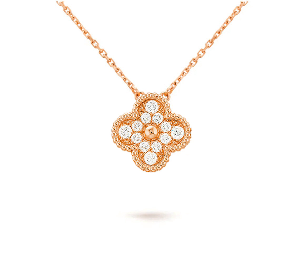 [OAKJURI Jewelry]CLOVER 15MM DIAMOND SINGLE FLOWER NECKLACE COLLECTION