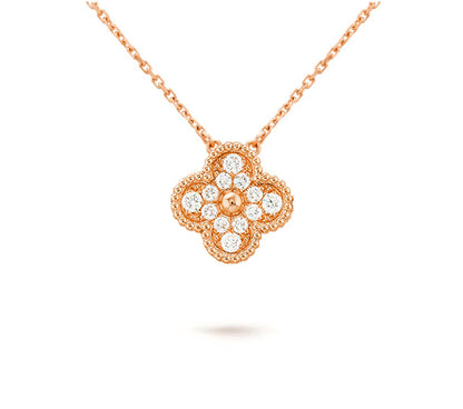 [OAKJURI Jewelry]CLOVER 15MM DIAMOND SINGLE FLOWER NECKLACE COLLECTION