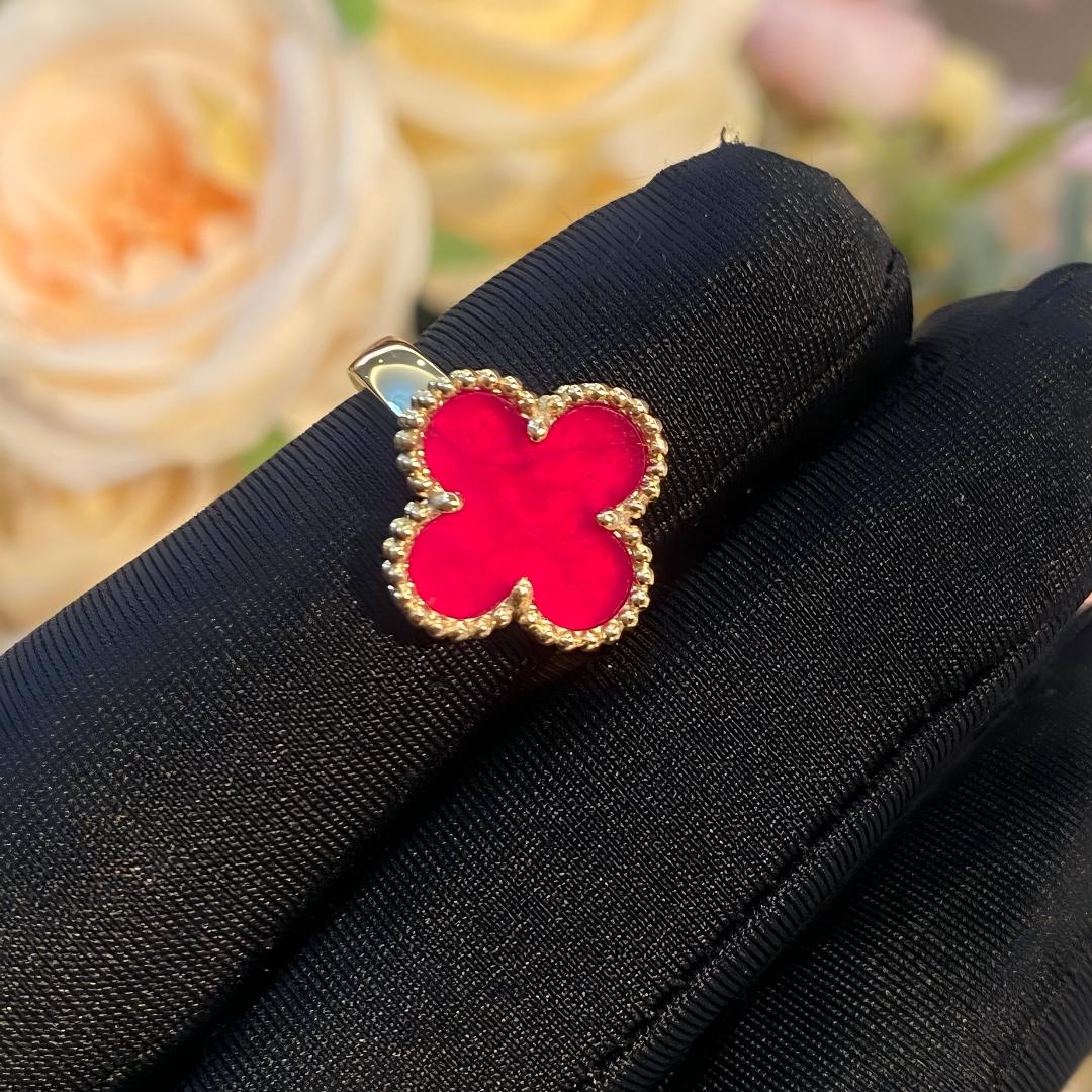 [OAKJURI Jewelry]NEW CLOVER PINK ENAMEL RINGS