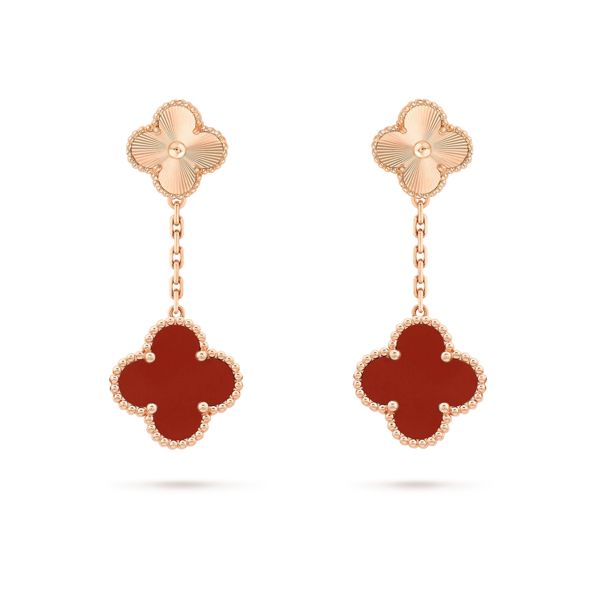 [OAKJURI Jewelry]CLOVER 2 MOTIF  LASER CARNELIAN EARRINGS