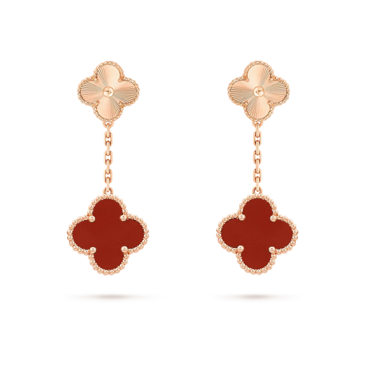 [OAKJURI Jewelry]CLOVER 2 MOTIF  LASER CARNELIAN EARRINGS