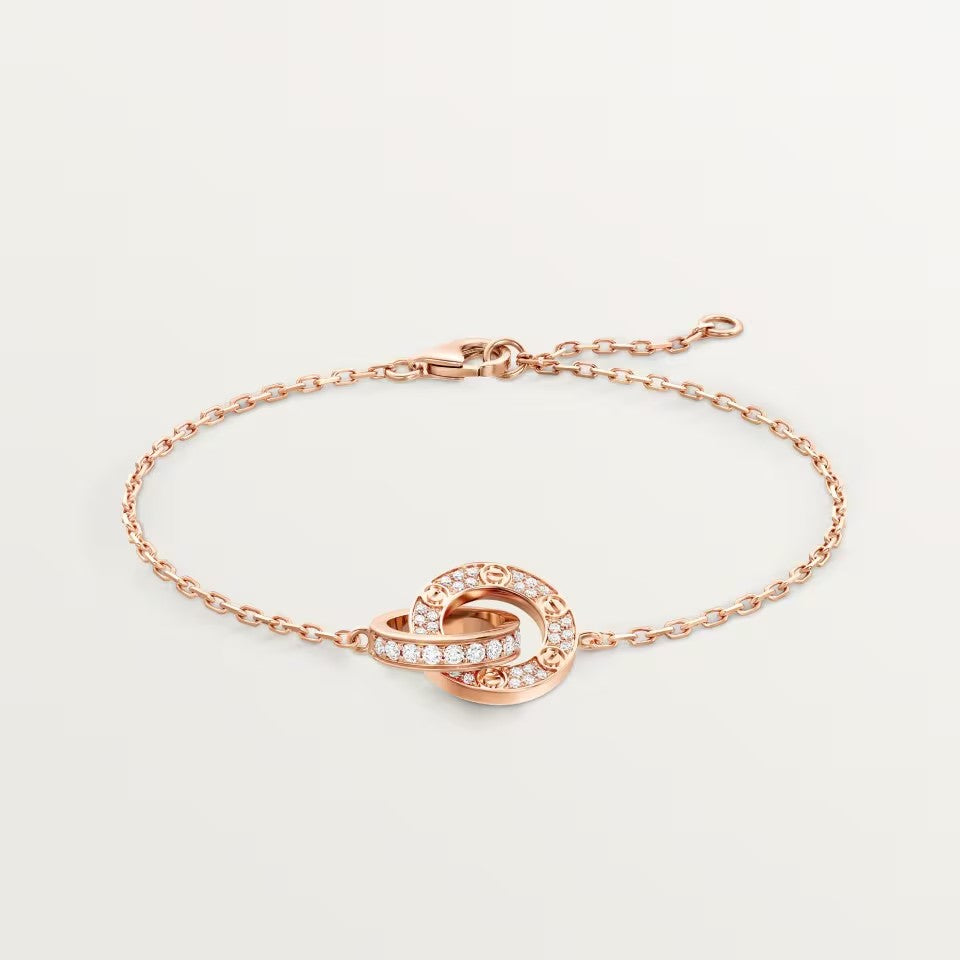 [OAKJURI Jewelry] LOVE DOUBLE RING FULL DIAMOND BRACELET