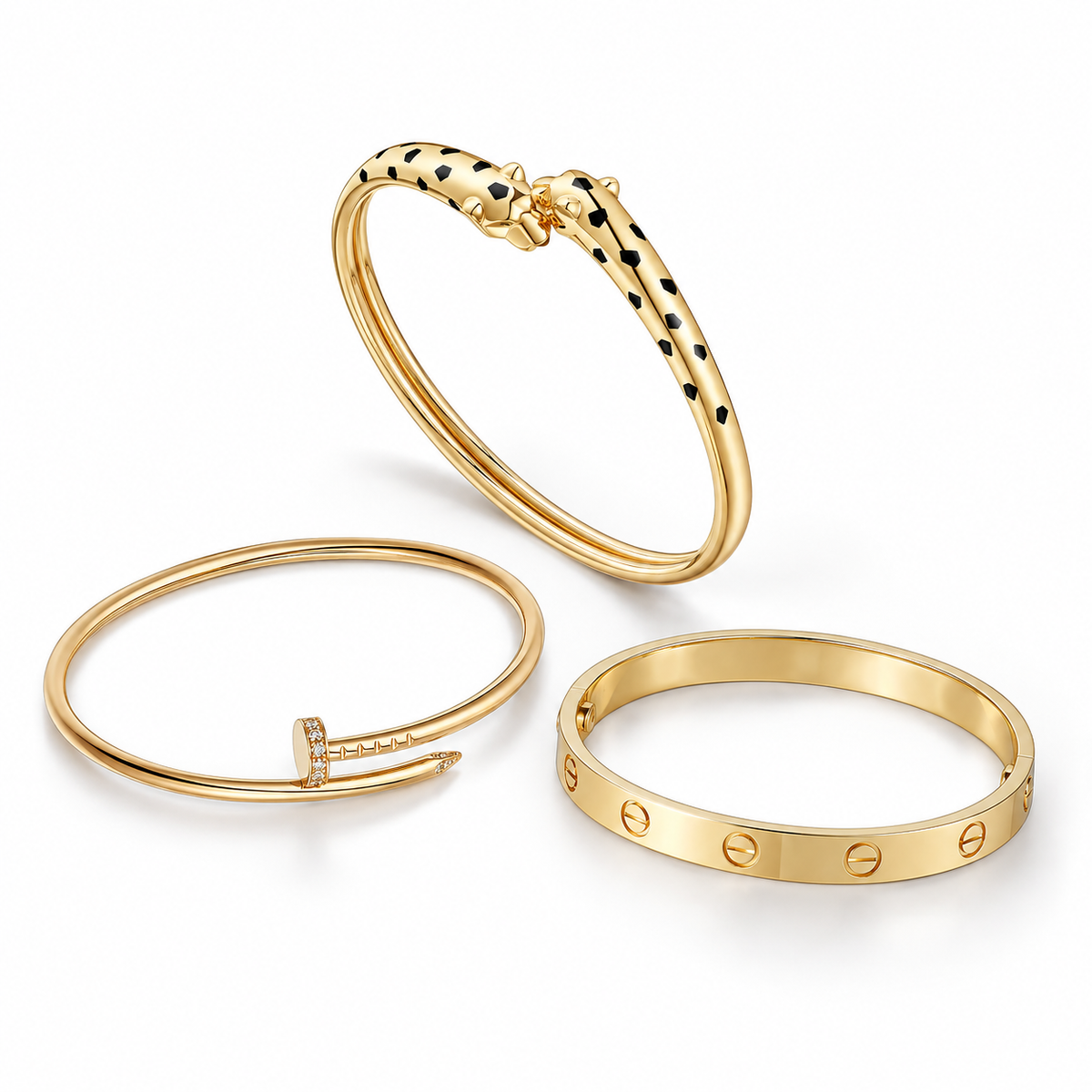 [OAKJURI Jewelry] Panthère & LOVE  & JUSTE  Diamond Bracelet Stack Set
