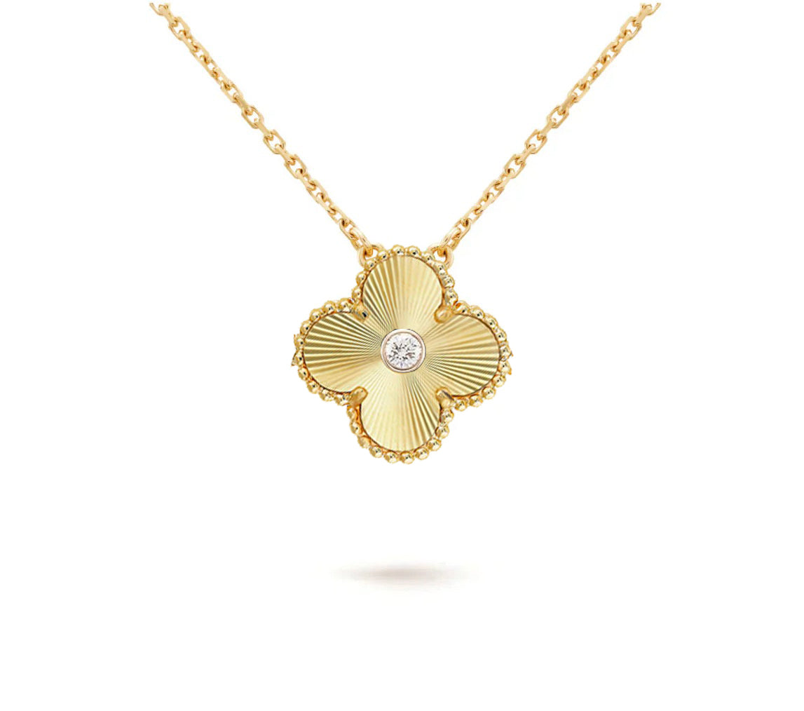 [OAKJURI Jewelry]CLOVER 15MM DIAMOND SINGLE FLOWER NECKLACE COLLECTION