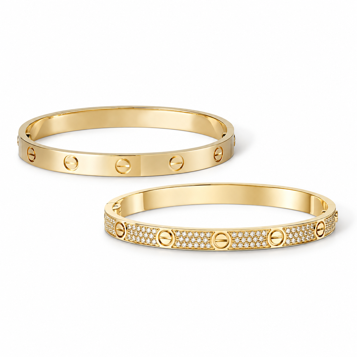 [OAKJURI Jewelry] LOVE  Classic & Diamond-Paved Bracelet Stack Set